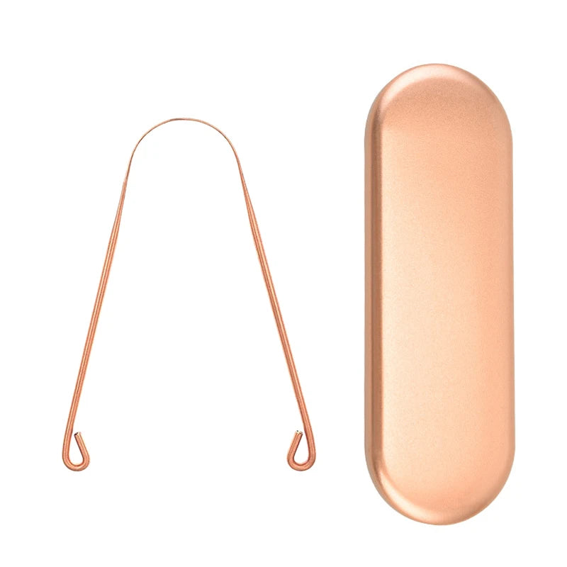 1 PC Copper Tongue Scraper U Shaped  Cleaner Travel Handy Case Remove Breath Cleaning Coated Oral Hygiene Scrapper Tools