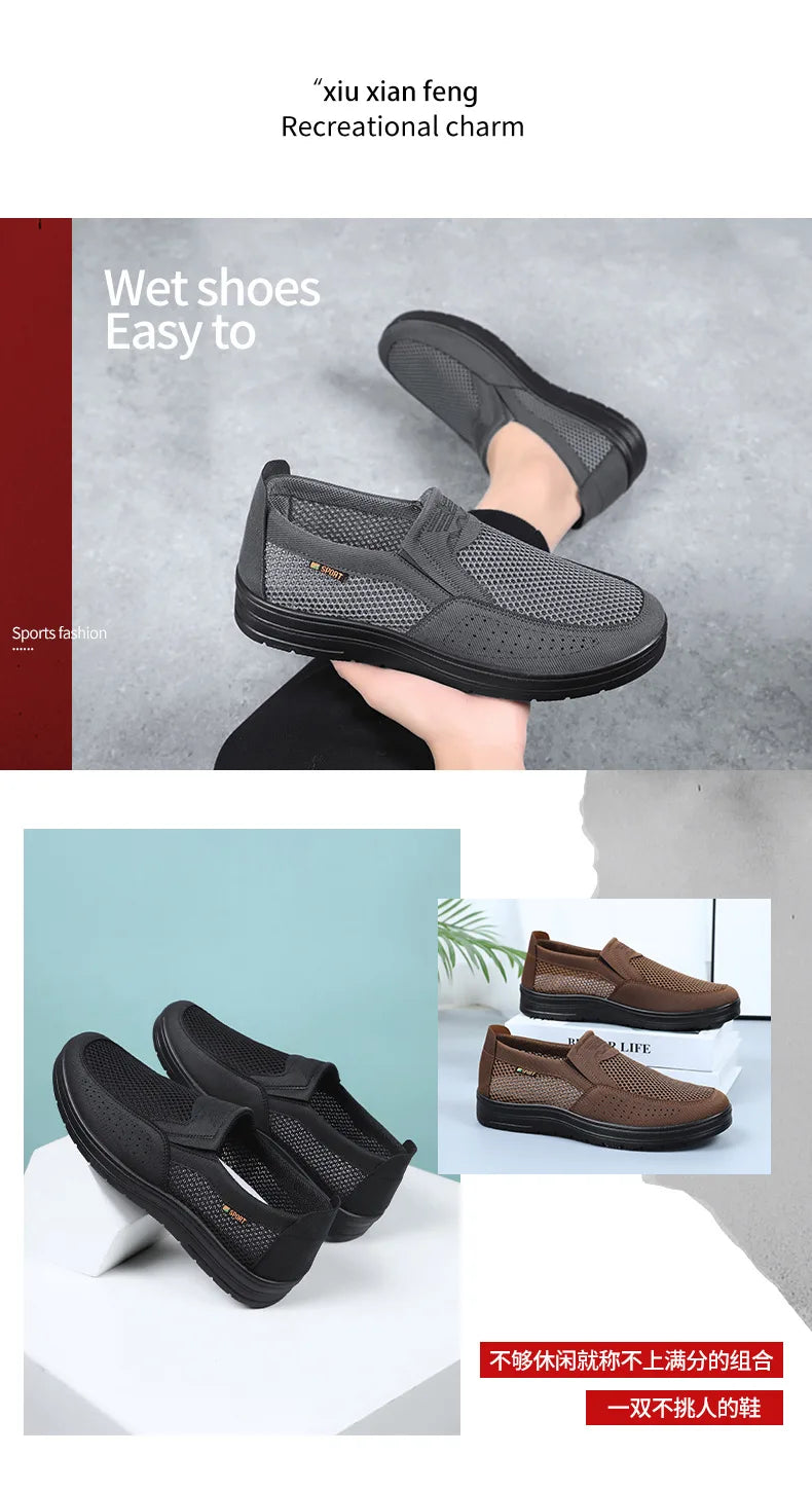 Men's spring new hollowed out mesh casual sports cloth shoes with soft soles dad's shoes work breathable men's shoes zapatillas