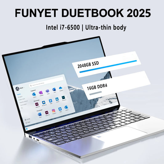 2025 New Laptop Computer Windows 11 32GB RAM 2TB SSD Intel Core i7 6500U 1920*1080 Resolution Laptop 15.6" Office Study Computer