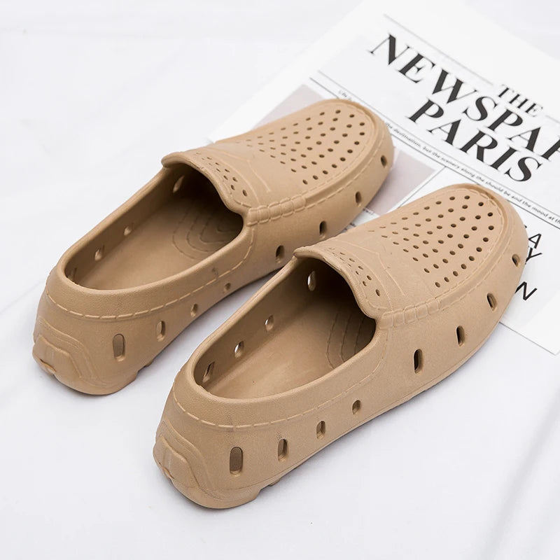 Comforty Men Slippers Summer Men's Slip On Loafers Waterproof Sandals Fashion Men's Beach Flip Flops Soft Sandals With Support