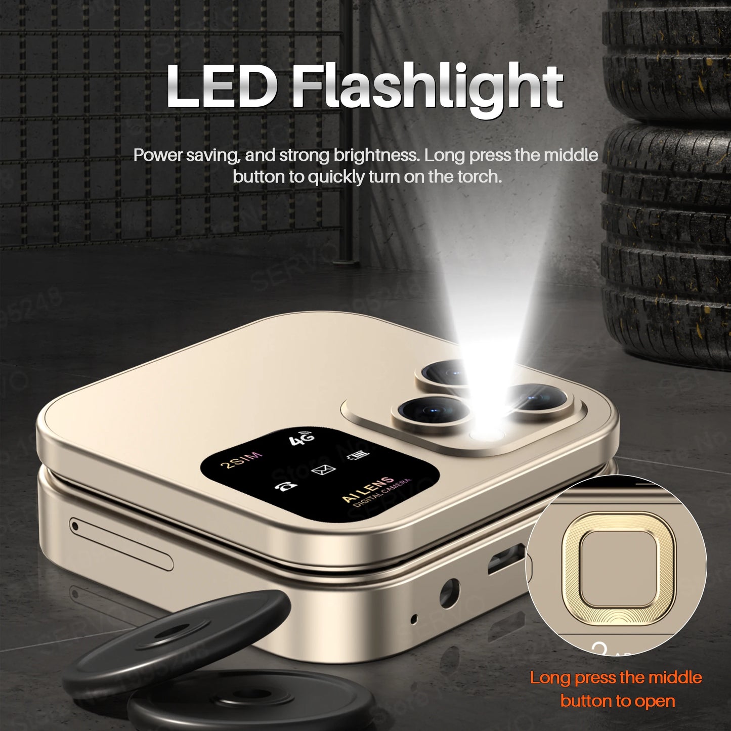 Téléphone portable pliable SERVO i16 Pro Max 4G 2025, mini, numérotation rapide, liste noire, lampe de poche, enregistrement des appels, 2 cartes SIM, petit format