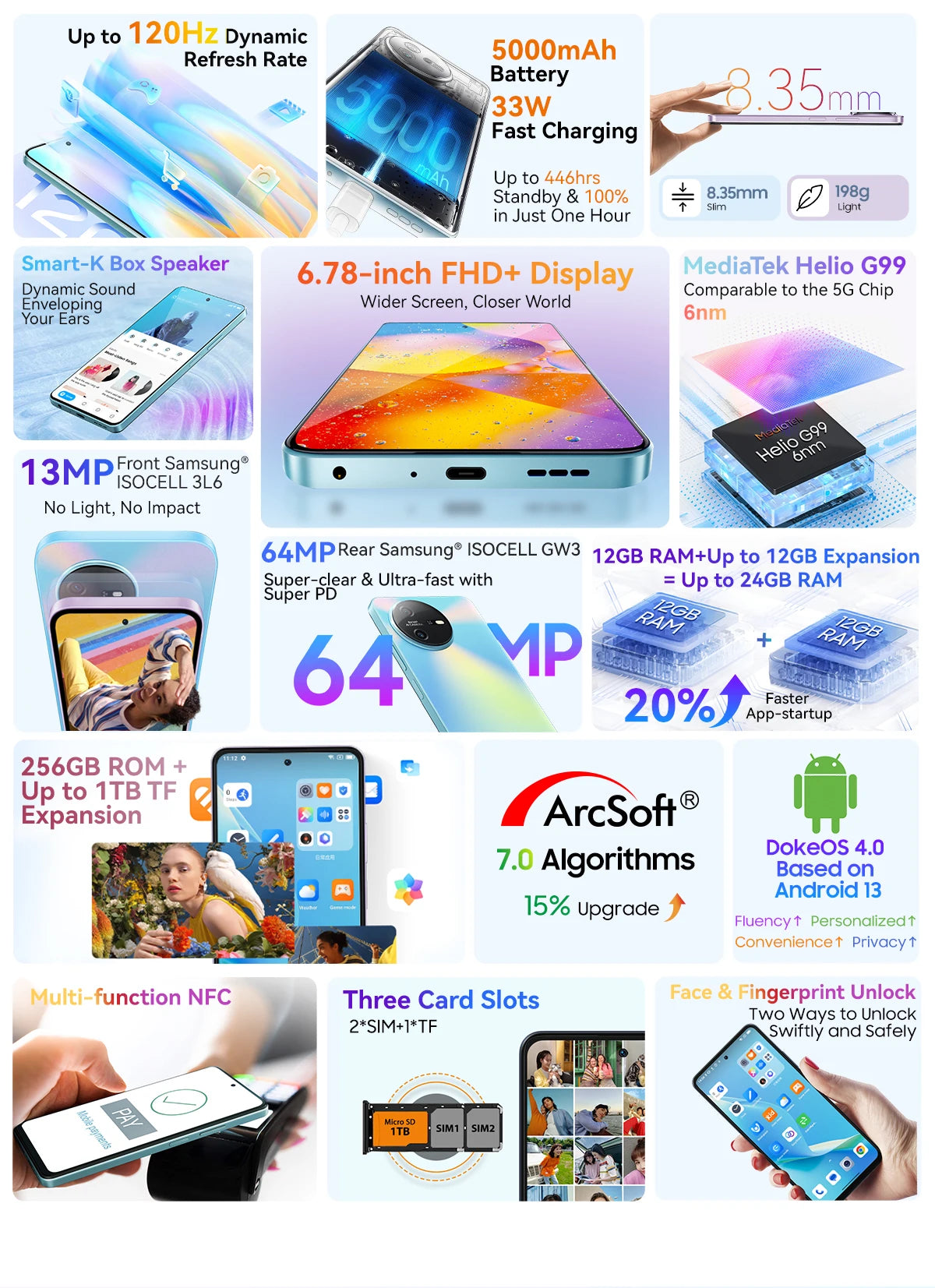 [World Premiere] OSCAL TIGER 12 Smartphone Android13 Helio G99 6.78'' 120Hz 2.4K Display Cell Phone 24GB 256GB 64MP Mobile Phone