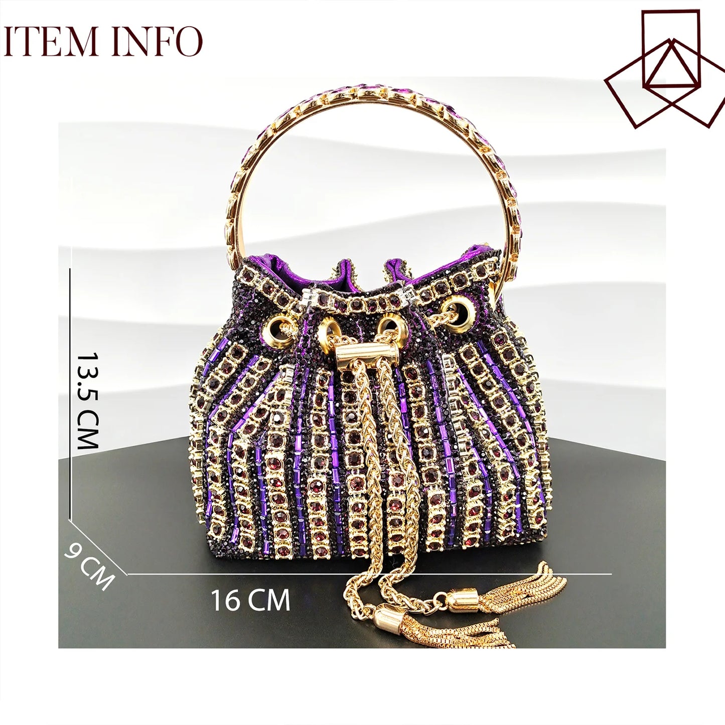 African Fashionable Shiny Handbag Banquet Ladies Bag Full Of Diamonds Semi-Circle Bracelet Bag
