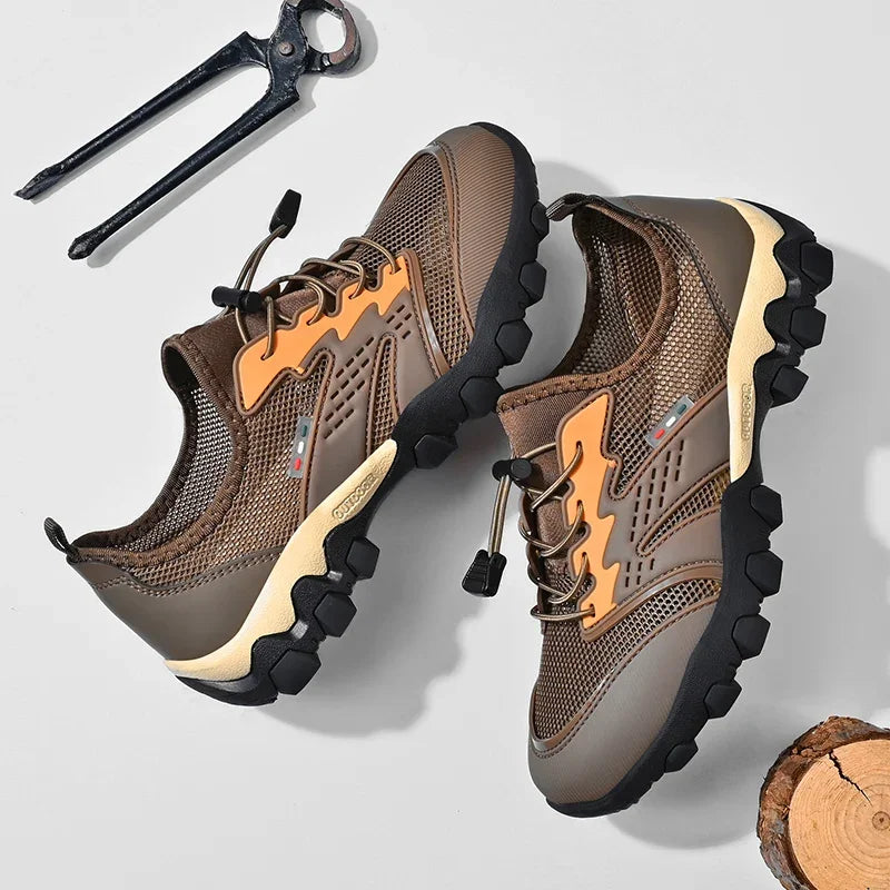 Summer Men's Hiking Shoes Mesh Breathable Sneakers Outdoor Light Men Trekking Trails Shoes Male All Day Walking Work Sneakers
