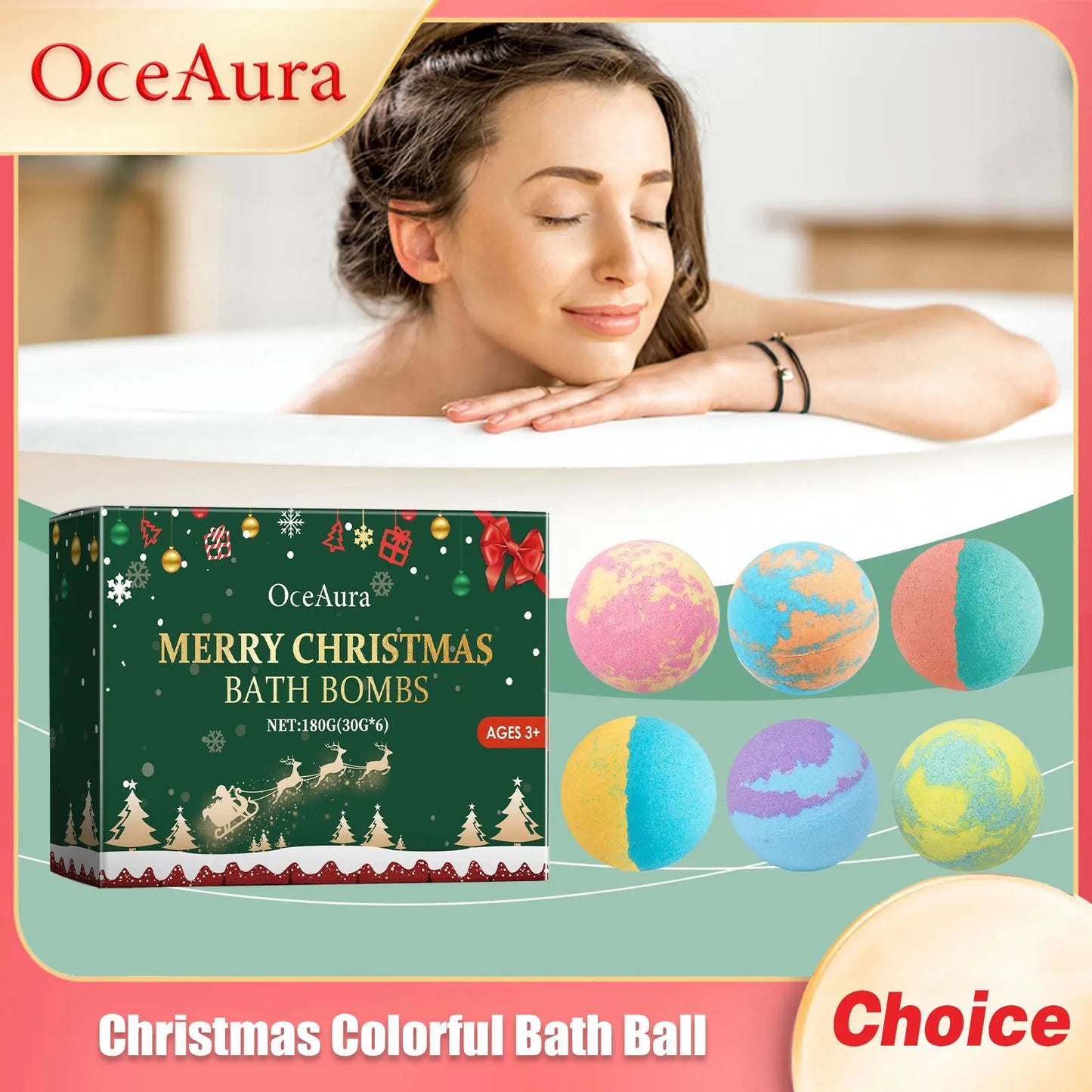 Christmas Colorful Bath Balls Foot Spa Deep Moisturizing Skin Relaxing Reduce Dryness Kids Gifts Bubble Rosemary Bath Ball Bombs