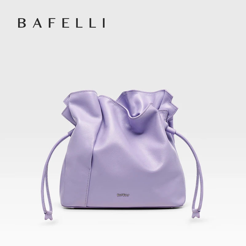 BAFELLI 2025 NEW WOMEN'S BAG LEATHER CASUAL BUCKET HANDBAGS FOR FEMALE TREND FASHION SHOPPER PURSE LUXURY BRAND SHOULDER