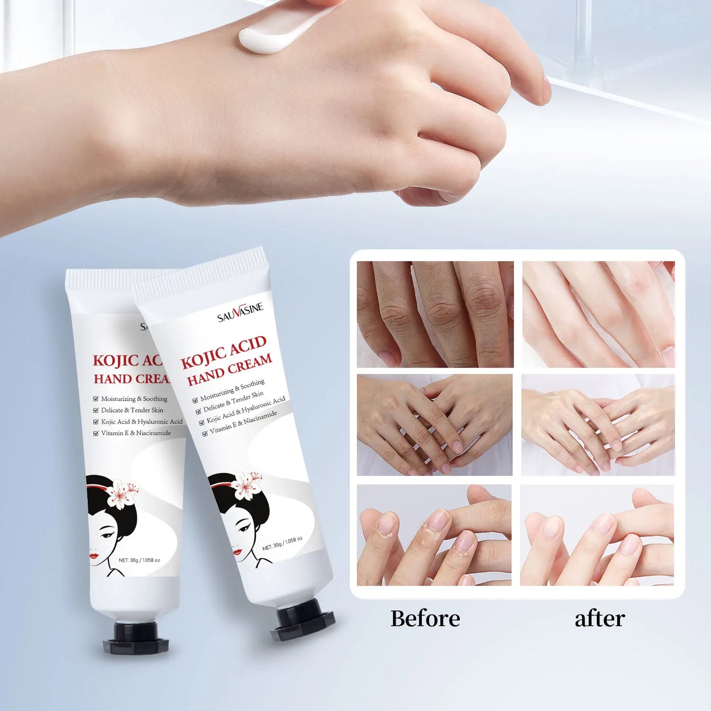 Kojic Acid Hand Cream Whitening Fast Smooth Nourish Cream Lightening Dark Skin Brightening Moisturizing Skin Care for Men Women