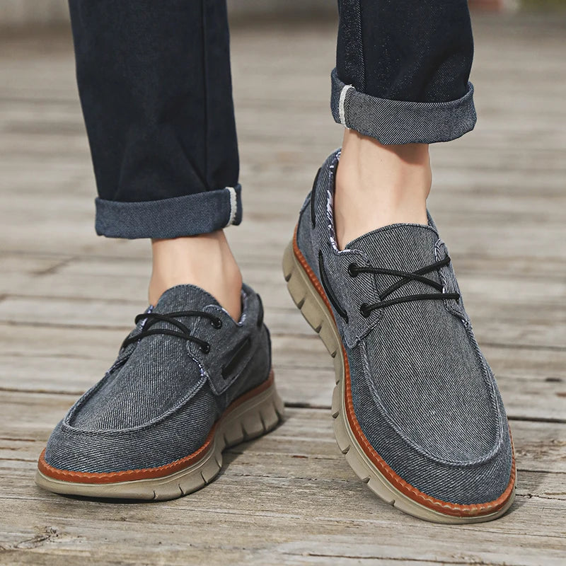 Men Canvas Sneakers with Soft Soles Casual Breathable Non-slip Men's Cloth Shoes Boat Shoes Men Comfortable Vulcanized Shoes
