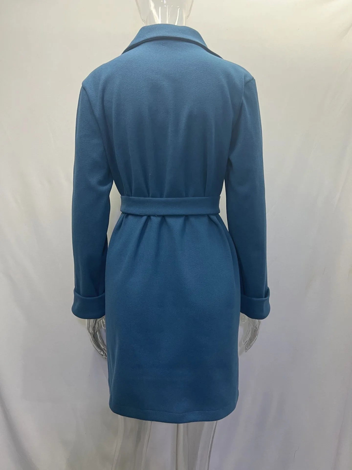 2023 Women Hot Pink Trench Coat Casual Mid Long Overcoat Lapel Open Front Cardigan Outwear Woolen Boot Winter Jackets for Women