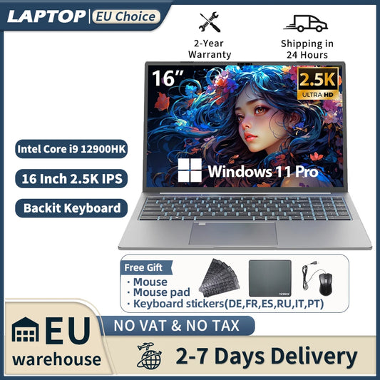 Laptop 16 inch 2.5K 120Hz Intel Core i9-12900HK WiFi 6 32GB RAM 1TB SSD Laptop Windows 11 pro Notebook Office Computer