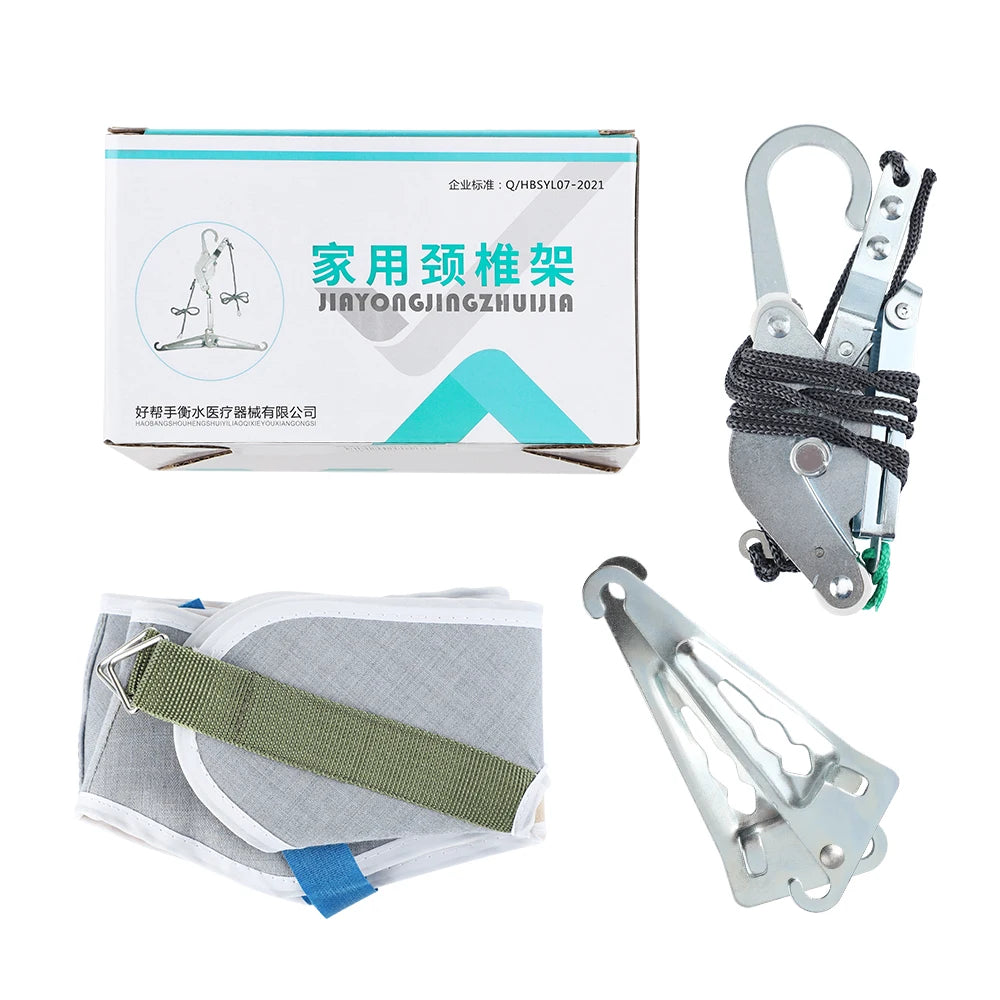 Over Door Hanging Neck Traction Kit Cushion Belt Brace Adjustable Cervical Correction Stretcher Back Head Massager