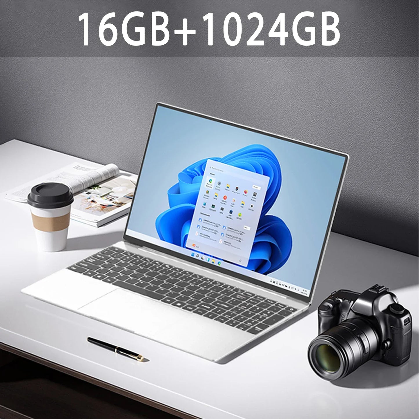 15.6 吋超薄筆記型電腦 16GB RAM 2TB SSD 英特爾 N3700 筆記型遊戲玩家 1920*1080 顯示器辦公室學習電腦 PC Windows 11 專業版