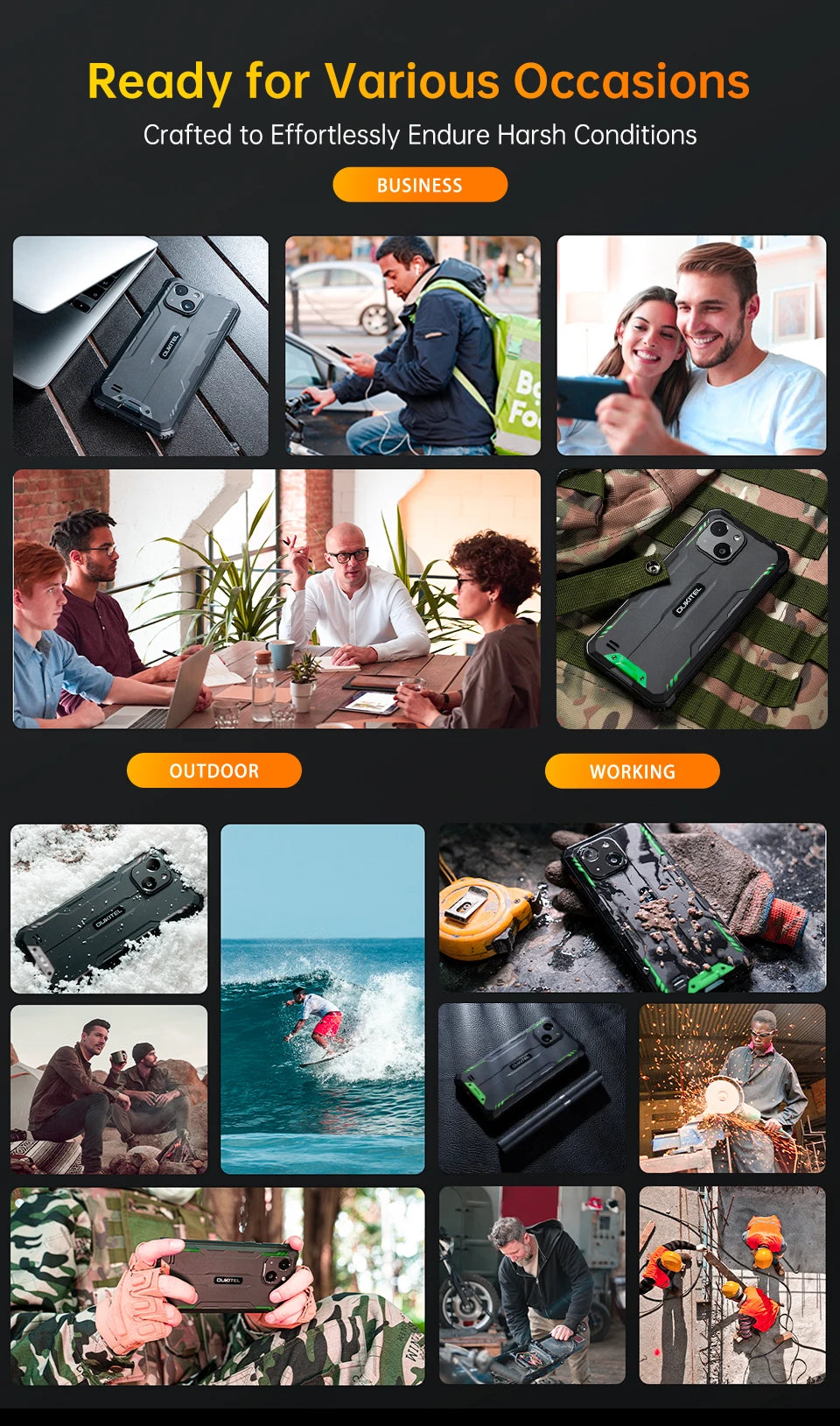 OUKITEL WP32 12GB(4+8) 128GB Mobile Phone IP68, Octa-Core, 6.0" HD+, Unbreakable Smartphone 6300mAh Android 13