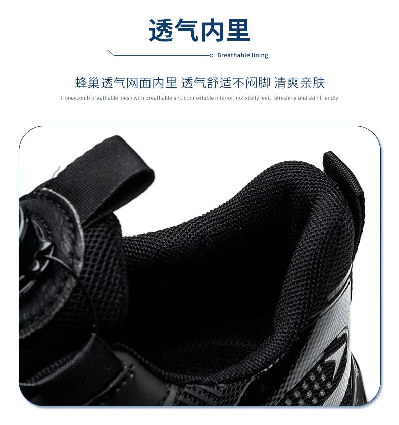 Rotating Button Work Sneaker Air Cushion Steel Toe Safety Boots Anti-Smash Work Shoes Indestructible Protective Safety Shoes Men