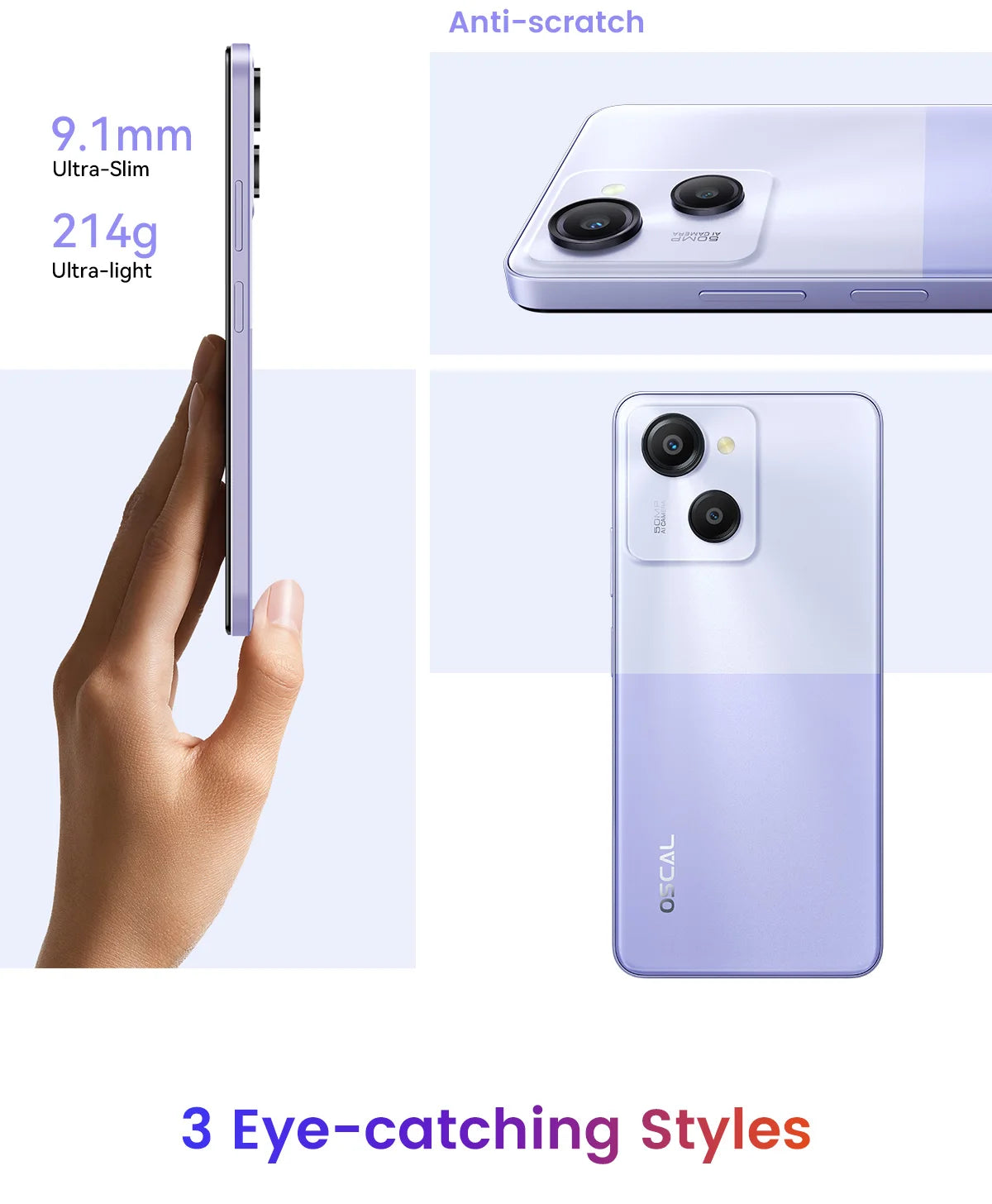 Oscal MODERN 8 Smartphone 6.75 inch Display 8GB+128GB/256GB,50MP Rear Camera Mobile Phone 18W Fast Charging 6000mAh
