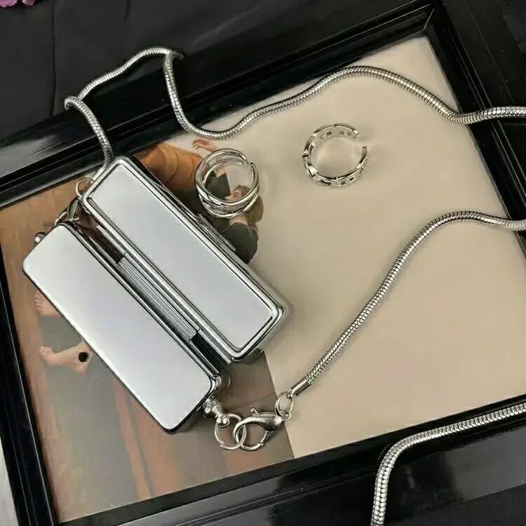 Lipstick Bag MINI Metallic Style Stainless Steel Chains Fashion Hasp Purse Euro-America Style