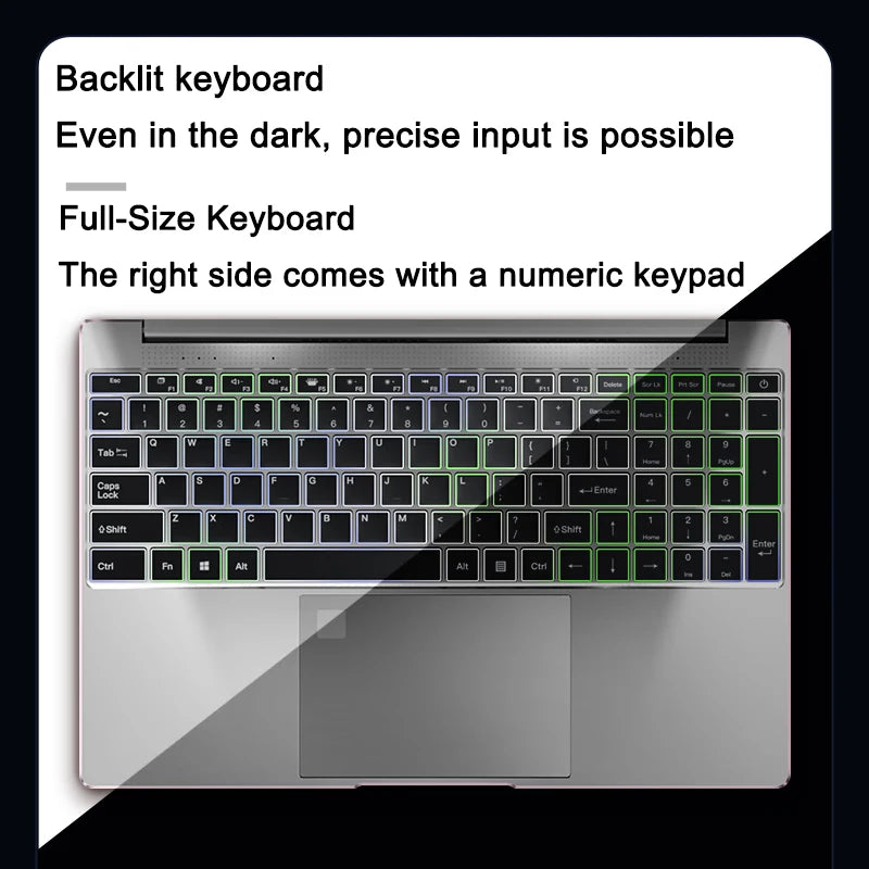 Original 15.6"  N5095 laptop, Windows 11 Professional 32GB 2048 GB fingerprint unlock backlit keyboard portable office laptop