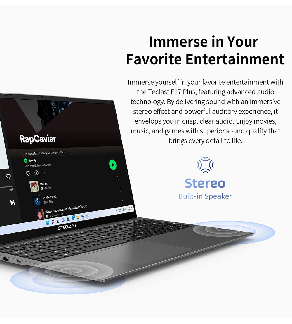 Teclast F17 Plus Laptop 17.3 inch Intel N95 Computer 16GB RAM 512GB SSD Windows 11 Pro 180° Flip Laptops mini-HDMI USB3.2 Type-C