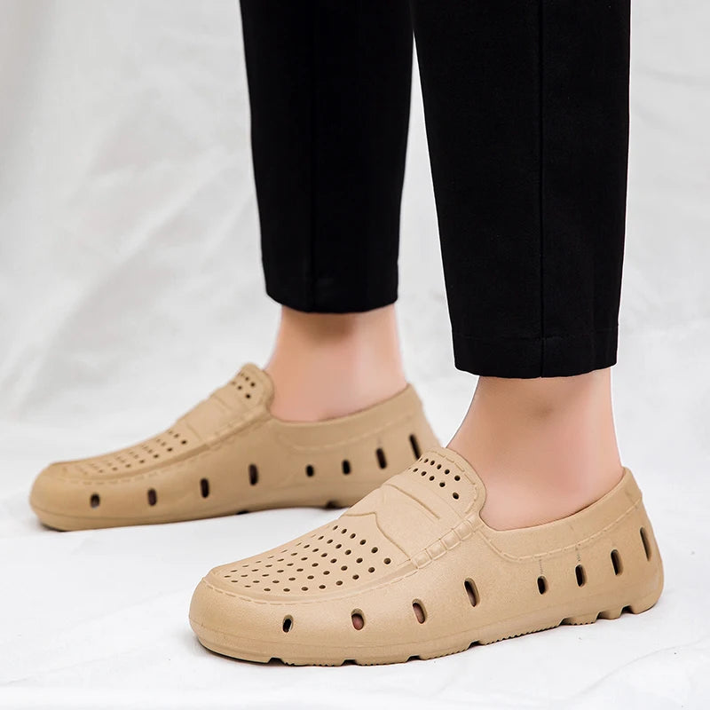 Comforty Men Slippers Summer Men's Slip On Loafers Waterproof Sandals Fashion Men's Beach Flip Flops Soft Sandals With Support