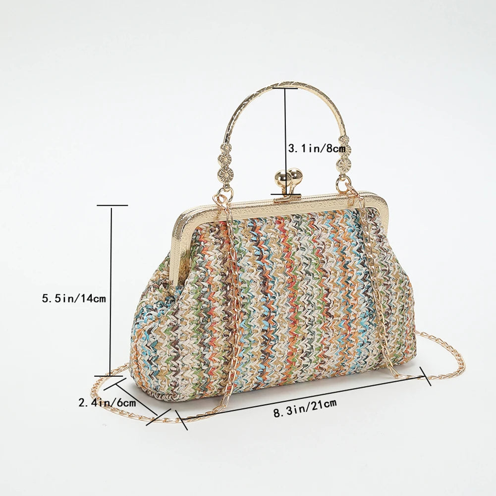 Fashion Designer Bag Luxury Women Bags Evening Clutch Colorful Straw Woven Shell Bag Beach Vacation Crossbody Bag Shoulder Bag
