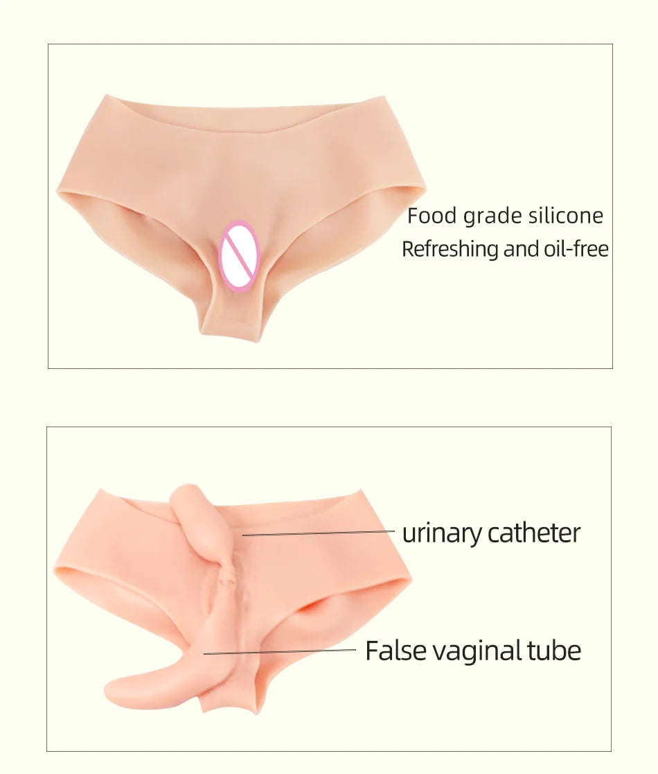 Simulated Silicone Fake Vagina Underwear Briefs Panties Hiding Penis For Crossdresser Transgender Shemale Dragqueen Cosplay Gays