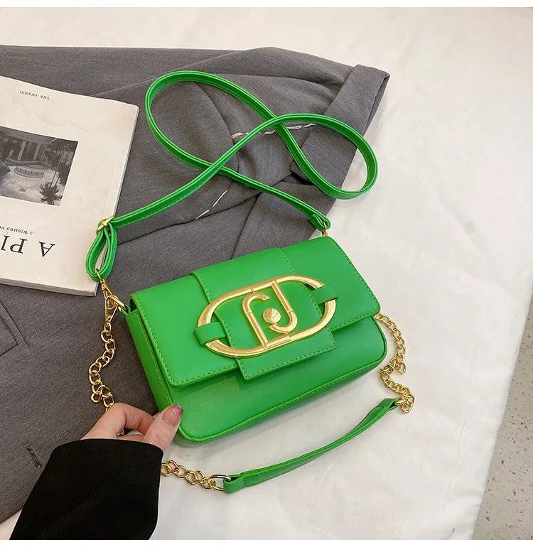 Designer Handbags For Women Leather Metal Buckle Flap Square Shoulder Bags Fashion 2024 Ladies Messenger Bags Females Casual