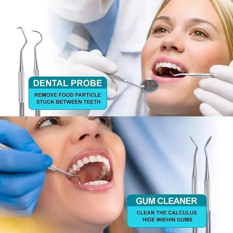 Stainless Steel Dentist Oral Tools Cleaning Flossing Tartar Removal Easy to Clean Not Easy to Break Dental Oral Mirror Care Kit