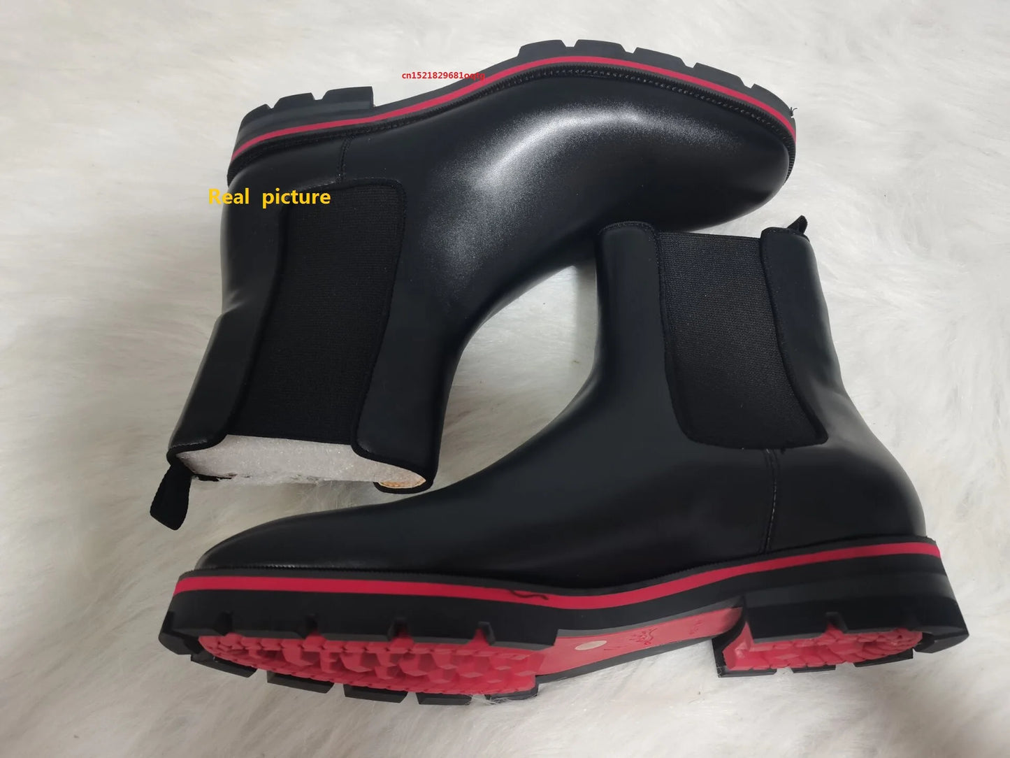 Men Shoes Chelsea Boots for Men Red Sole Ankle Business Round Toe Slip-On Mens Boots Size 38-48