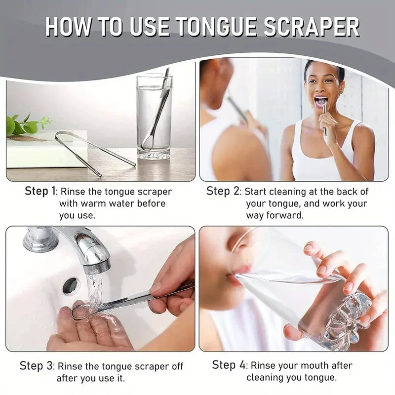 1pc Stainless Steel Tongue Scraper Tongue Coating Cleaner TongueCoating Brush Cleaning Tongue Coating Removing Bad Breath OralCa