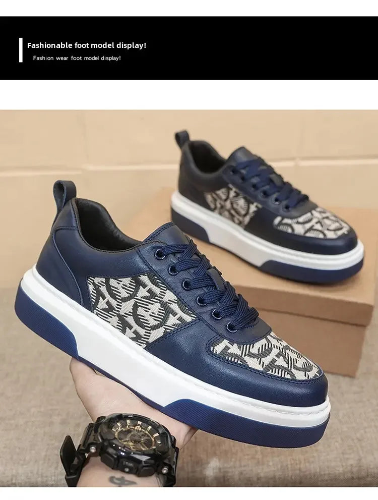 2025 Spring New Men's Shoes All Fashion Increase Board Shoes Senior Sense Retro Bar Fashion Shoes Non-slip Street Casual Shoes