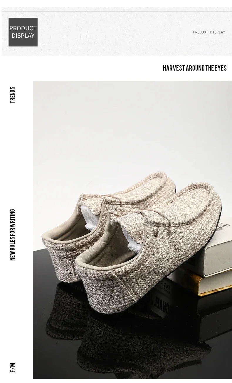 YRZL Summer Men's Canvas Boat Shoes Moccasins Casual Loafers Mens Slip-on Green Lightweight Breathable Comfortable Driving Shoe