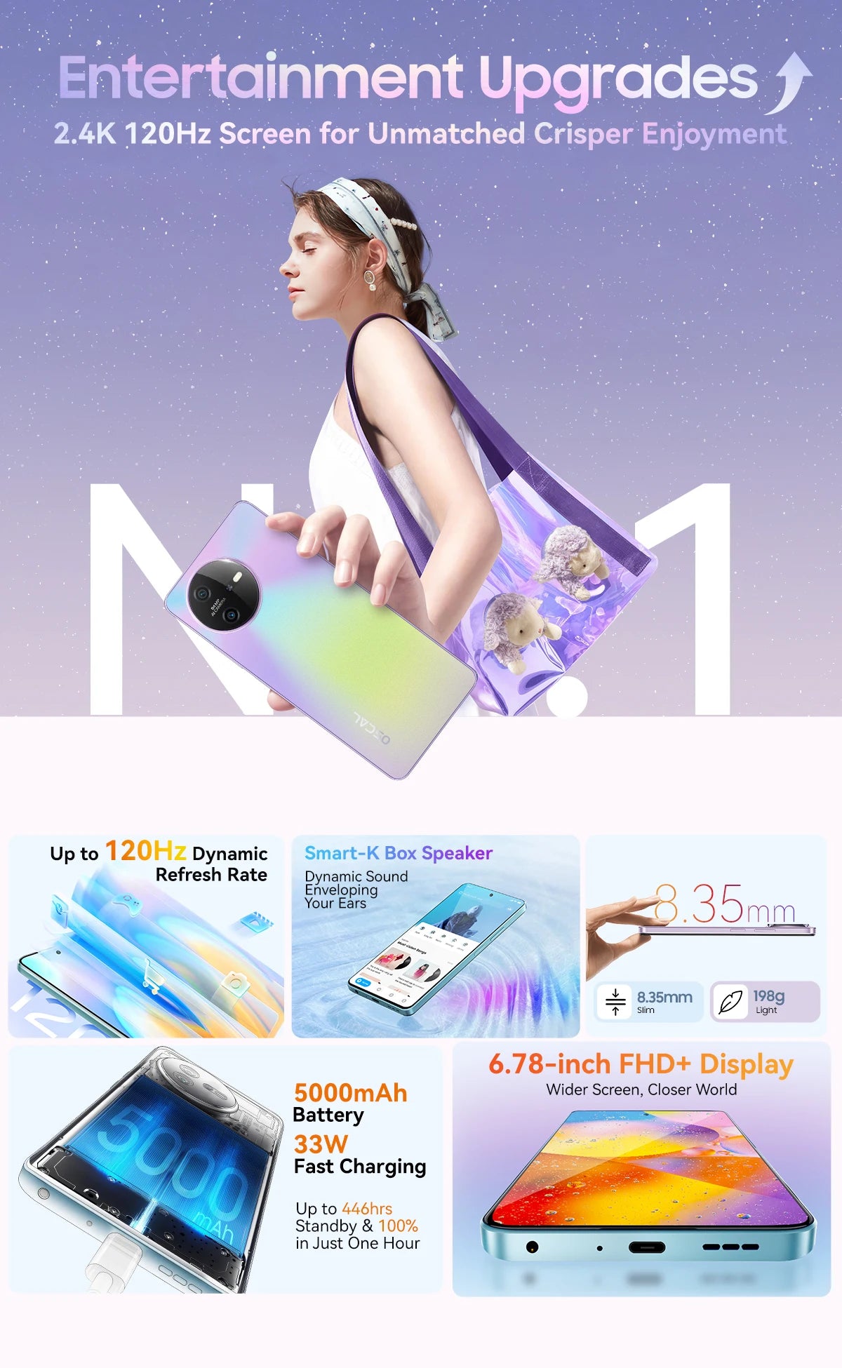 [World Premiere] OSCAL TIGER 12 Smartphone Android13 Helio G99 6.78'' 120Hz 2.4K Display Cell Phone 24GB 256GB 64MP Mobile Phone