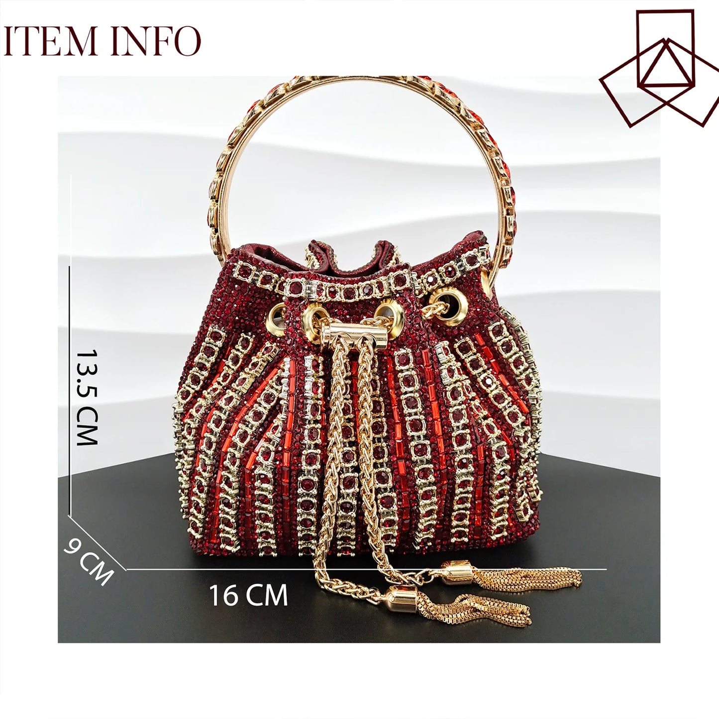African Fashionable Shiny Handbag Banquet Ladies Bag Full Of Diamonds Semi-Circle Bracelet Bag