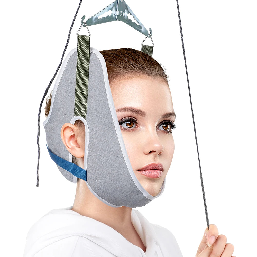Over Door Hanging Neck Traction Kit Cushion Belt Brace Adjustable Cervical Correction Stretcher Back Head Massager