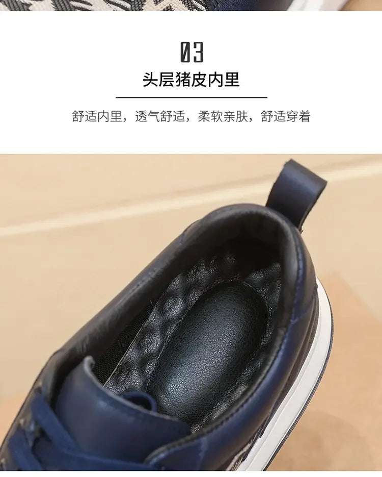 2025 Spring New Men's Shoes All Fashion Increase Board Shoes Senior Sense Retro Bar Fashion Shoes Non-slip Street Casual Shoes