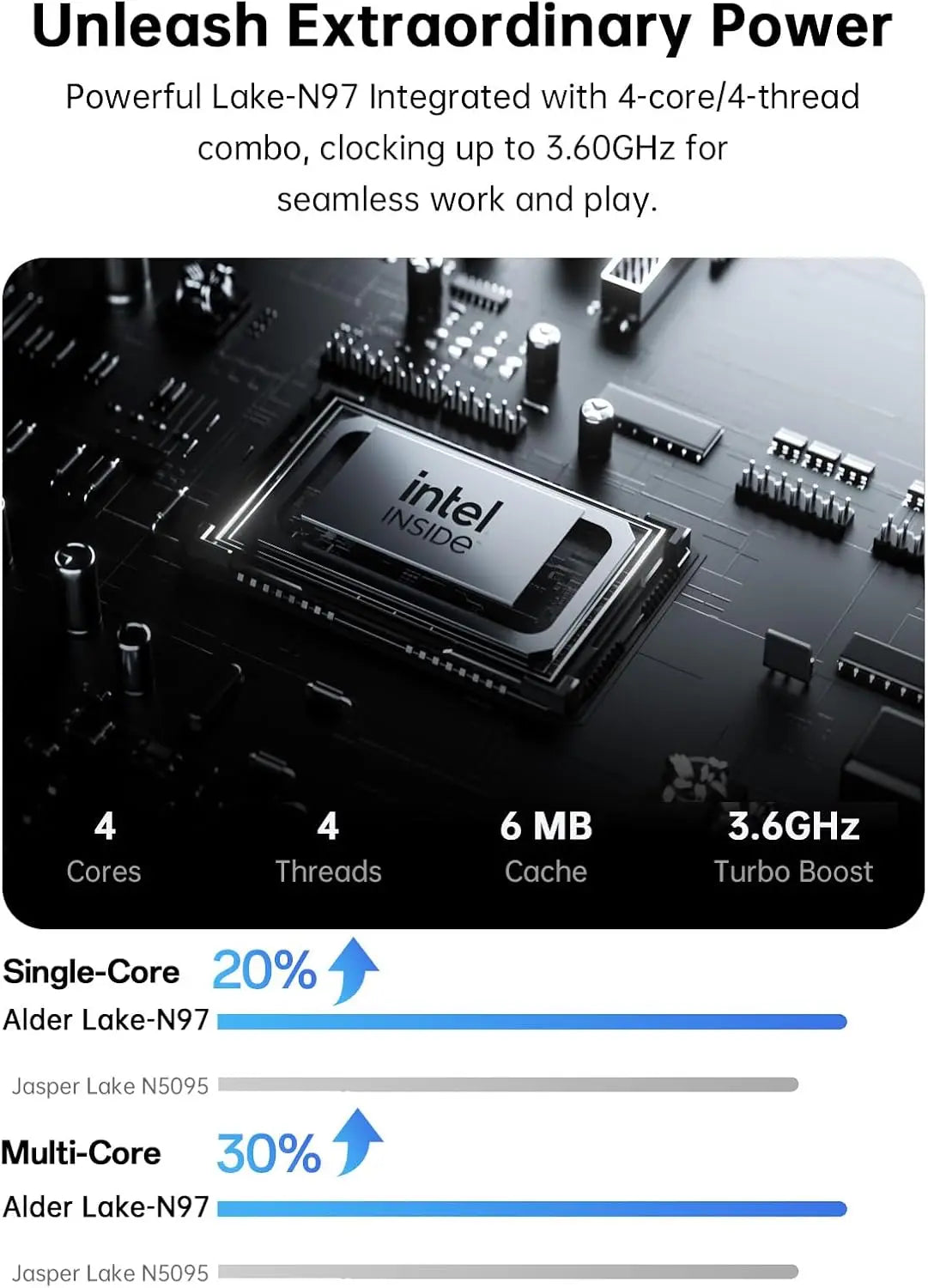 KAIGERR AX17 17.3 inch Laptop Intel N97 16GB RAM 512GB SSD Windows 11 Pro Notebook Wifi 6 BT5.2 6000Mah Battery