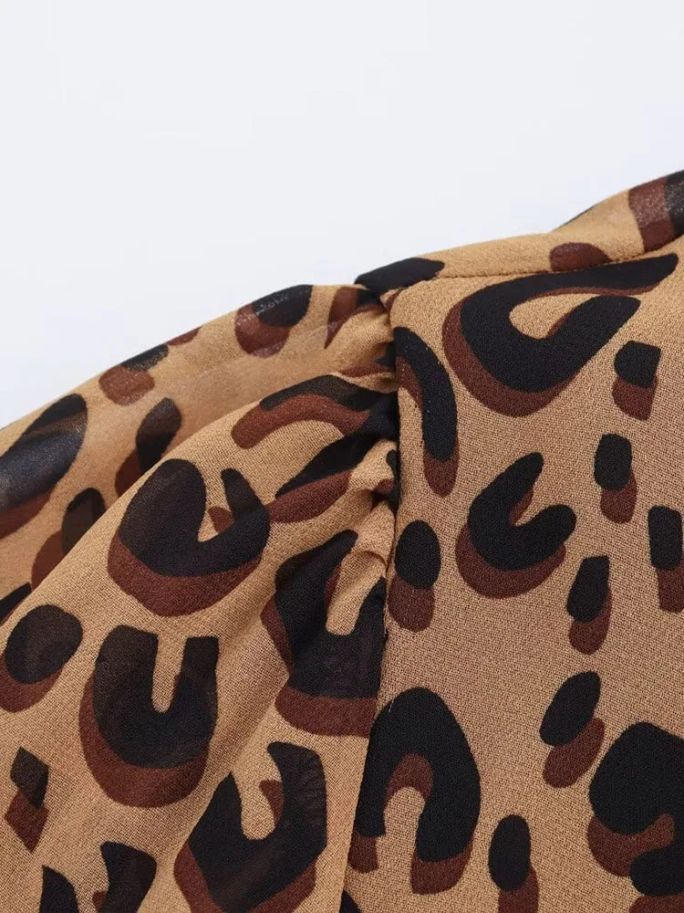 European and American style women's clothing new 2024 fashion retro leopard print long slim temperament dress