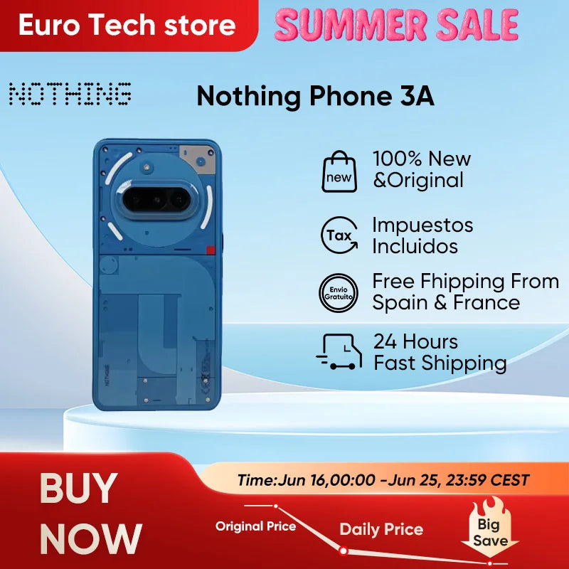 Nothing Phone 3a Smartphone 6.77" 120Hz AMOLED Display 50MP Triple Camera System Snapdragon 7s Gen3 Processor BT5.4 IP64 5000mAh