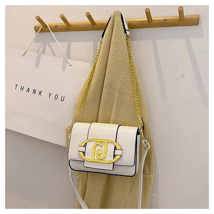 Designer Handbags For Women Leather Metal Buckle Flap Square Shoulder Bags Fashion 2024 Ladies Messenger Bags Females Casual