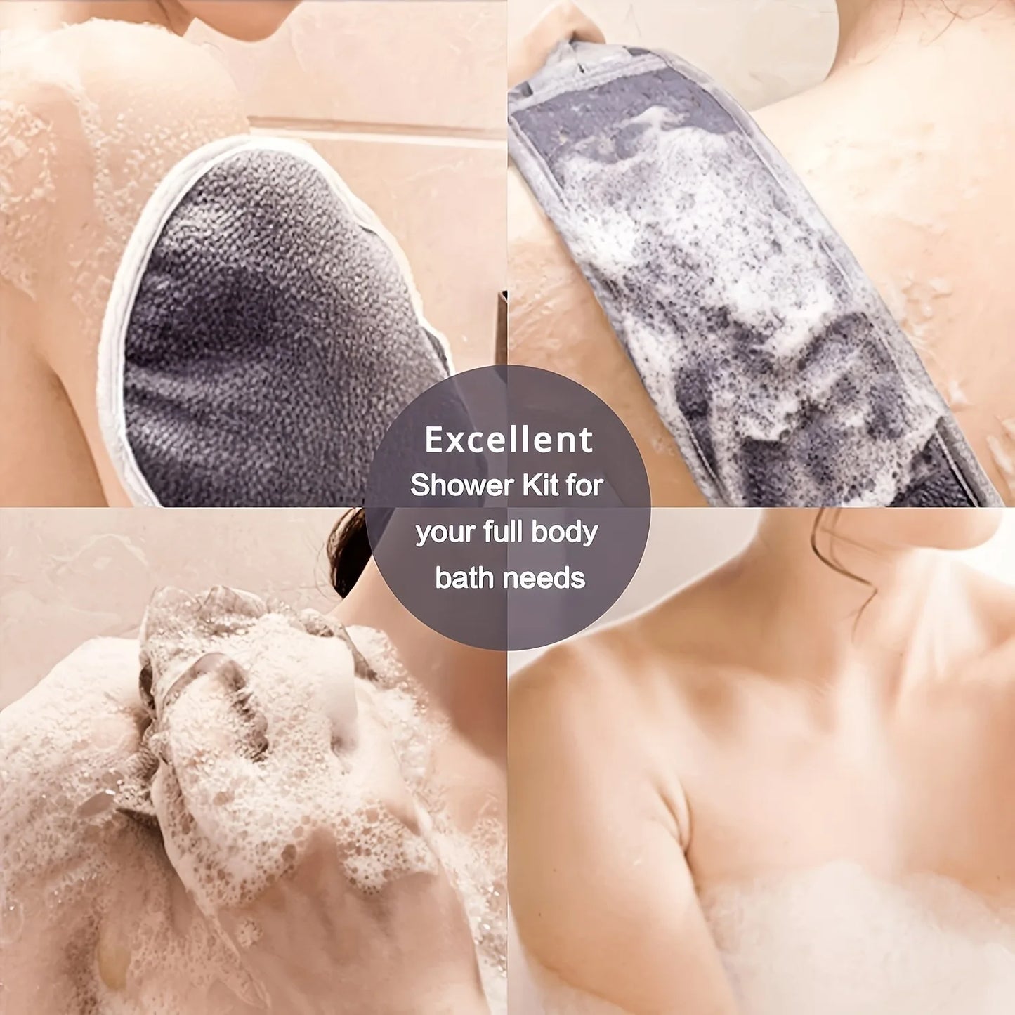 3pcs Exfoliating Bath Set: Gentle Loofah, Soft Glove & Washcloth - Perfect for Spa, Massage & Ideal Shower Essentials