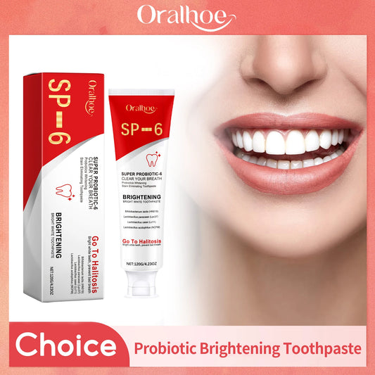 Sp 6 Probiotic Brightening Toothpaste Tooth Whitening Plaque Stains Remover Improves Yellow Teeth Lasting Oral Refreshing Care