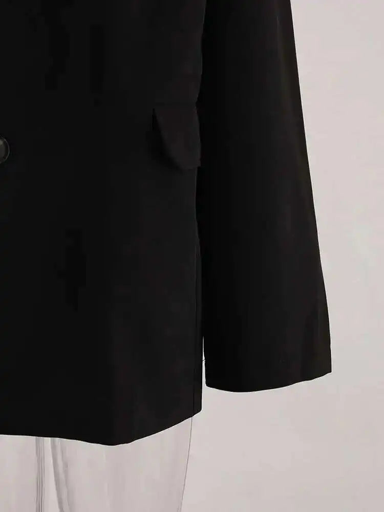 EAM Black Color-block Sequins Big Size Blazer Women New Lapel Long Sleeve Jacket Fashion Tide Spring Autumn 2025 CPG1490