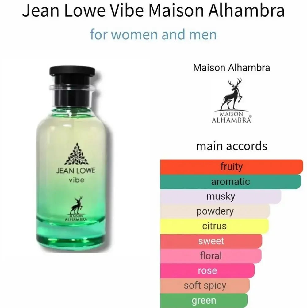 3.4 盎司/100 毫升 Maison Alhambra Jean Lowe Vibe EDP 男女通用香水身體噴霧持久留香清新淡香水