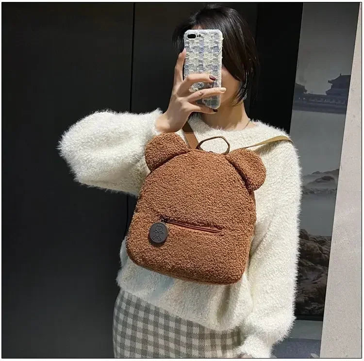 Girl Cute Backpack Women Sweet Travel Backpack Bag High Quality School Bag Girl Solid Soft Handbag Backpack Women