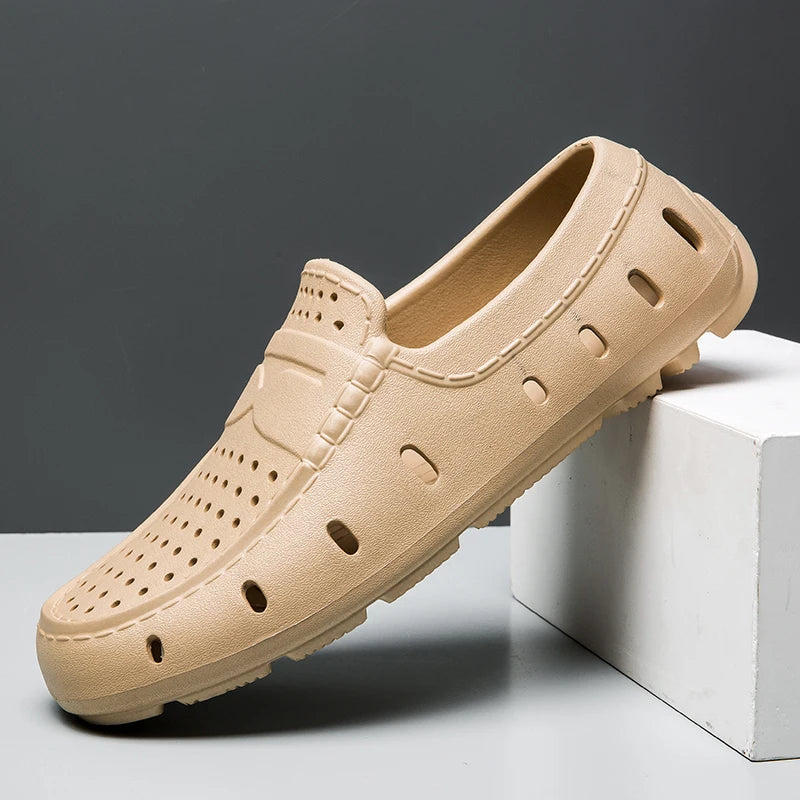 Comforty Men Slippers Summer Men's Slip On Loafers Waterproof Sandals Fashion Men's Beach Flip Flops Soft Sandals With Support