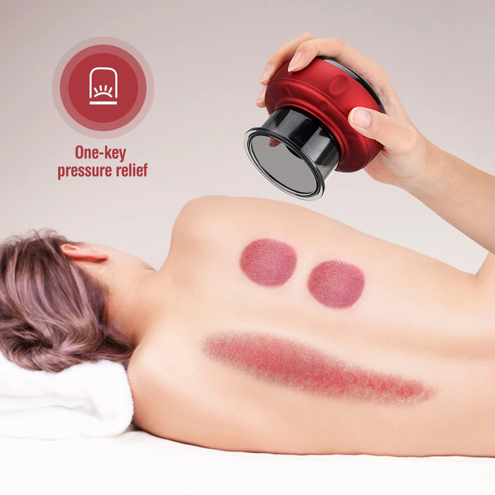 Body Cupping Scraping Massager Smart Electric Vacuum Cupping Red Light Heating Suction Cup Device for Body Back Neck Arm Massger