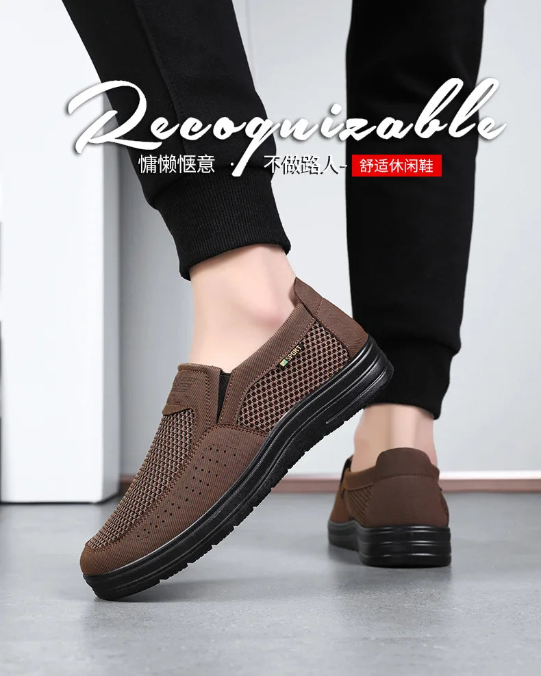 Men's spring new hollowed out mesh casual sports cloth shoes with soft soles dad's shoes work breathable men's shoes zapatillas