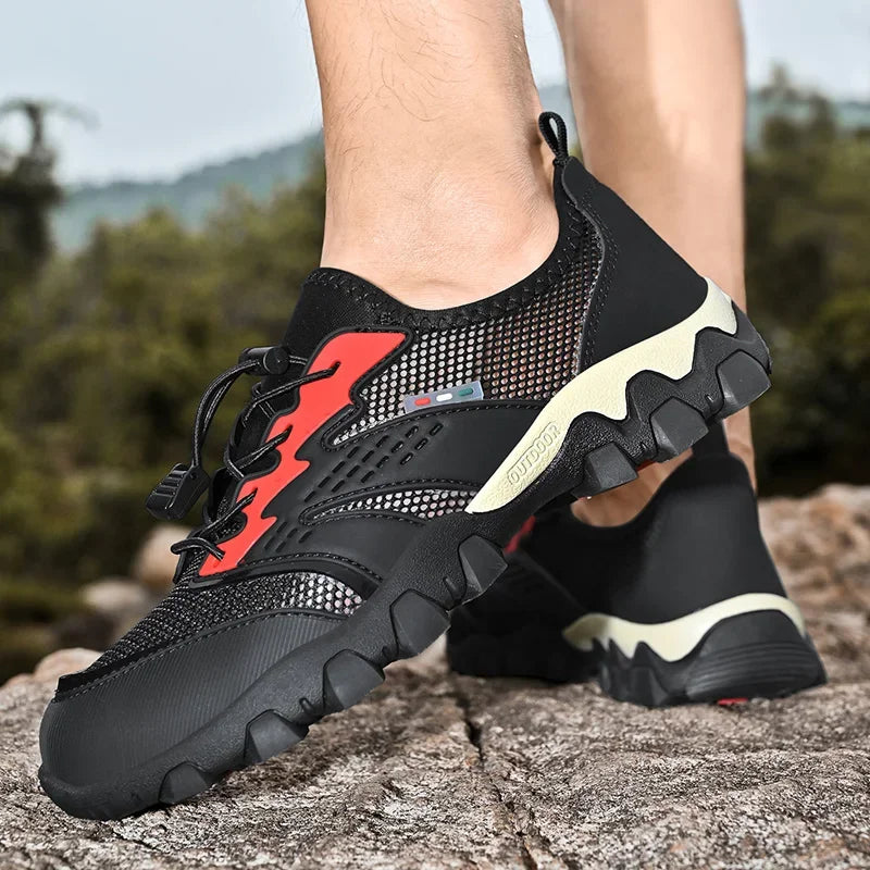 Summer Men's Hiking Shoes Mesh Breathable Sneakers Outdoor Light Men Trekking Trails Shoes Male All Day Walking Work Sneakers