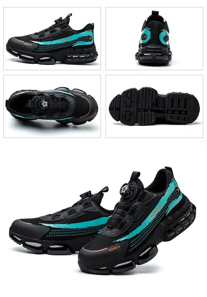 Rotating Button Work Sneaker Air Cushion Steel Toe Safety Boots Anti-Smash Work Shoes Indestructible Protective Safety Shoes Men
