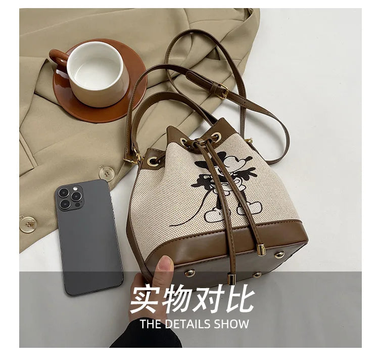 Disney Mickey New Women's Shoulder Bag Cartoon Cute Women's Handbag Fashion Trendy Women's Bag Large Capacity High Quality